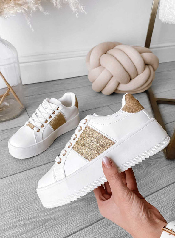 CIRCE - Sneakers bianche Alexoo con glitter oro