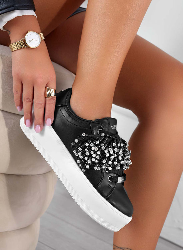 CARRY - Sneakers nere Alexoo con fascia in strass