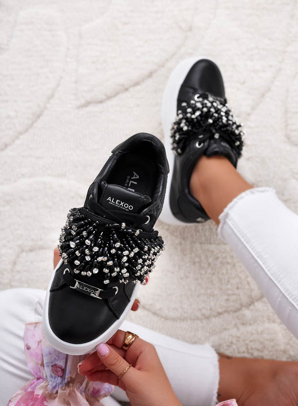 CARRY - Sneakers nere Alexoo con fascia in strass