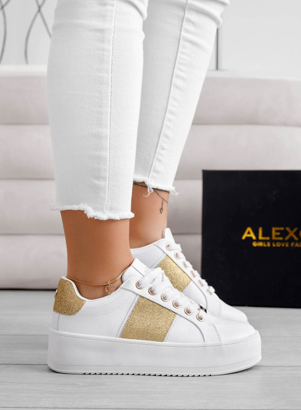 CIRCE - Sneakers bianche Alexoo con glitter oro