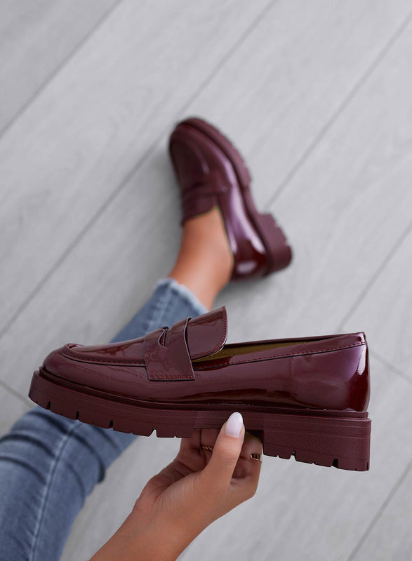 Mocassini bordeaux in vernice