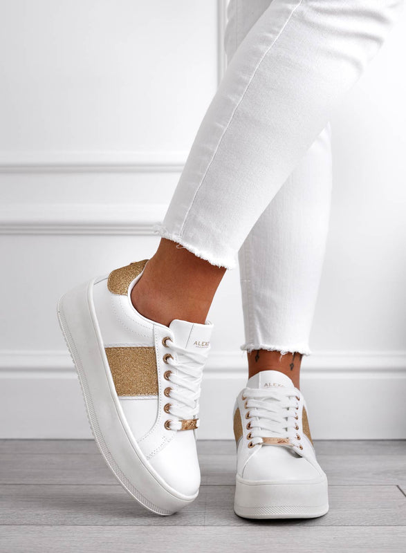 CIRCE - Sneakers bianche Alexoo con glitter oro