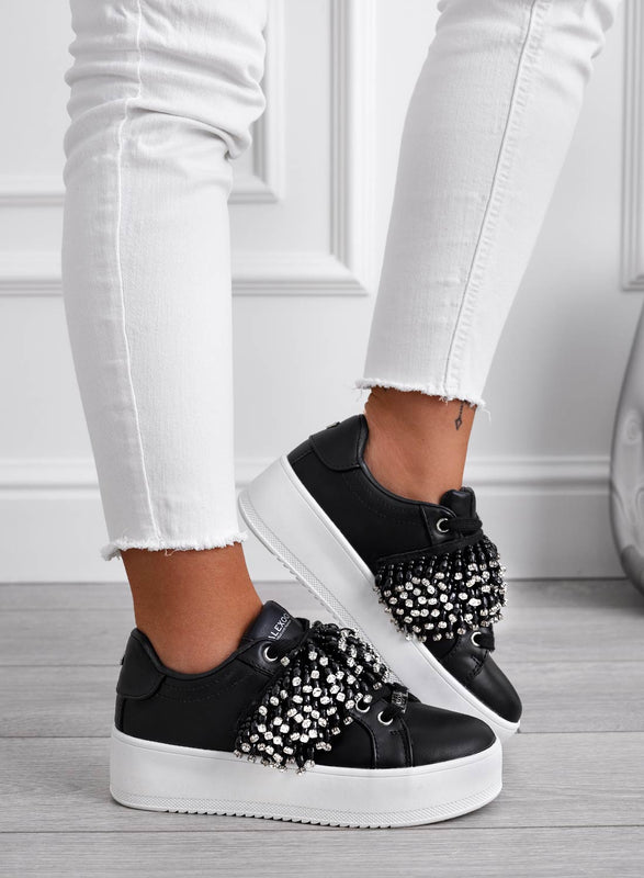 CARRY - Sneakers nere Alexoo con fascia in strass