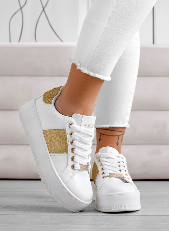 CIRCE - Sneakers bianche Alexoo con glitter oro