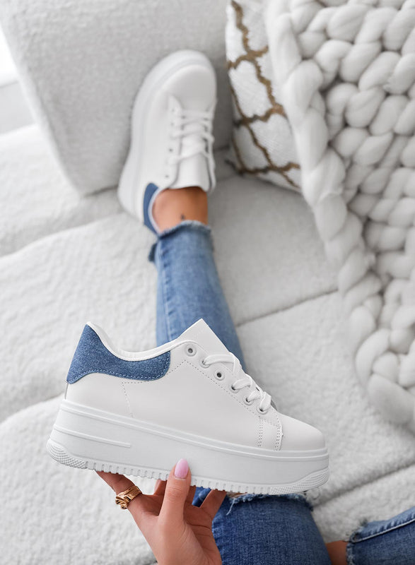 COREEN - Sneakers bianche con retro blu