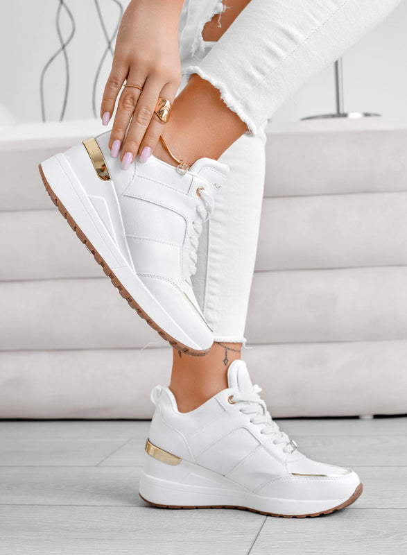 ILIZIA - Sneakers bianche Alexoo con zeppa e inserti oro