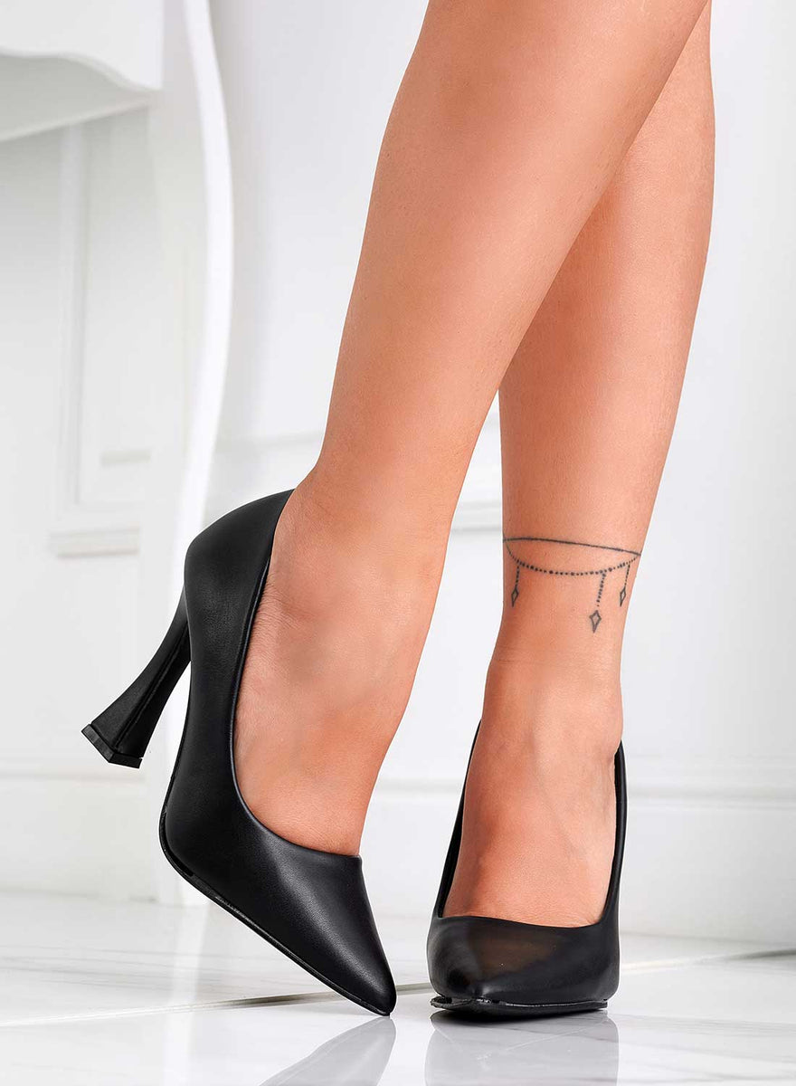 Décolleté A Punta Con Lacci Neri Scarpe Con Tacco Alto - Foto 1