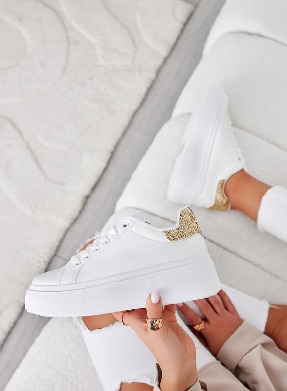 MALVIN - Sneakers bianche con retro glitter oro