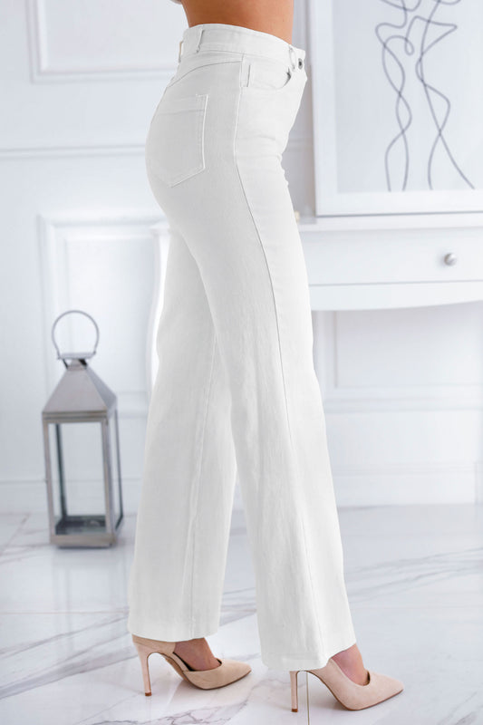 Pantalone bianco in cotone a zampa