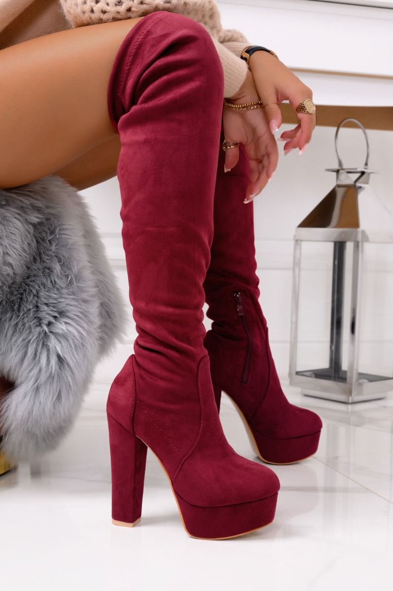 CLORIS - Stivali bordeaux scamosciati alla coscia