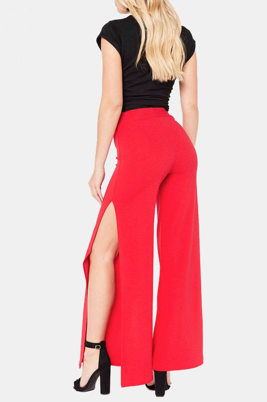 Pantalone con zip e spacchi laterali Rosso