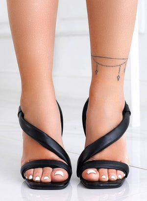 BERNIE - Black Alexoo sandals with comfortable wrapped heel