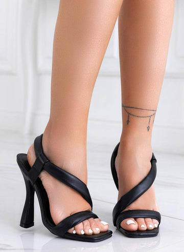 BERNIE - Black Alexoo sandals with comfortable wrapped heel