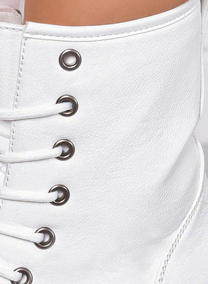 LARISSA - White hammered Alexoo combat boots with thick sole