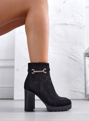 UNICA - Black suede ankle boots with platform and 10 cm heel
