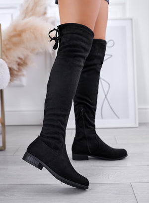 KIMBERLY - Black suede over-the-knee boots