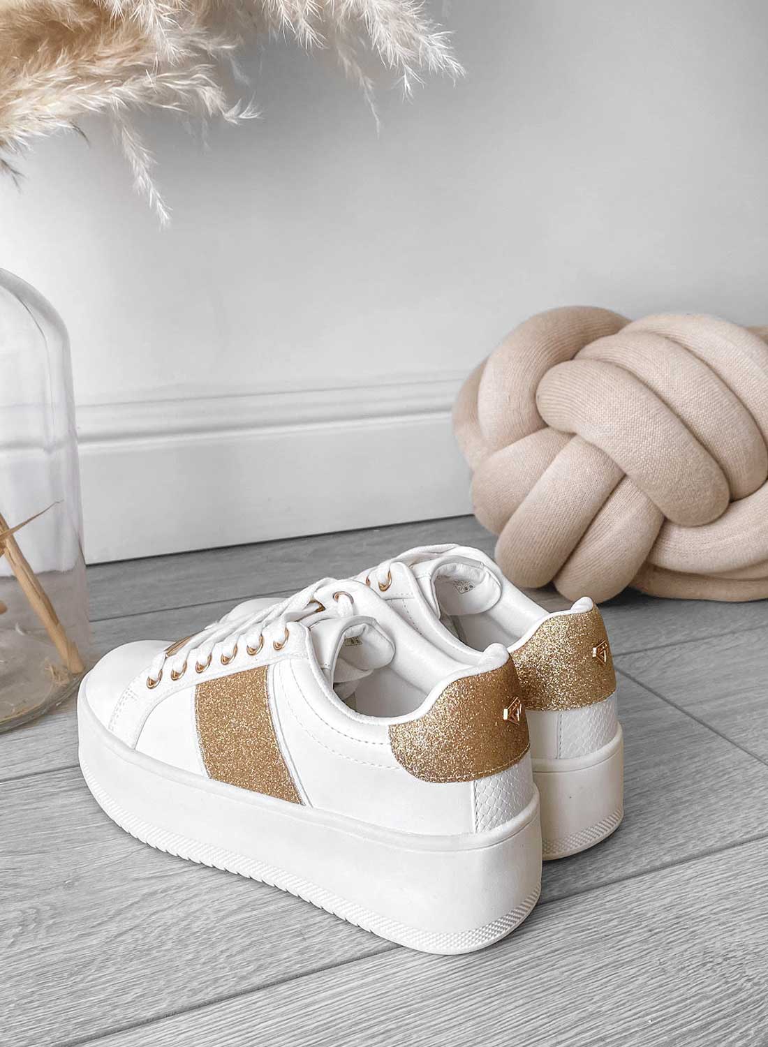 CIRCE - Sneakers bianche Alexoo con glitter oro