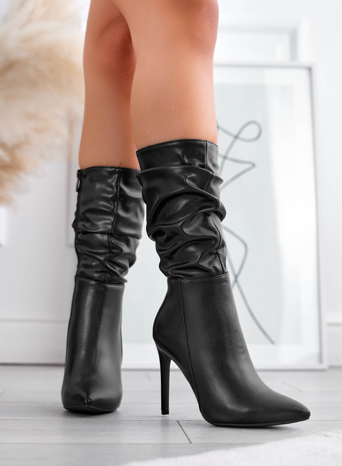 SELENIS - Alexoo black ankle boots with high stiletto heel