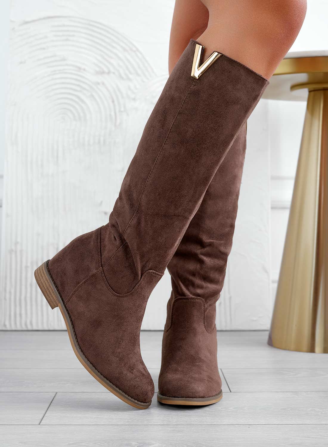 RANDA - Brown suede Alexoo boots with internal wedge