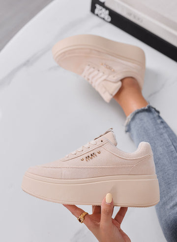NABILA - Sneakers Platform Alexoo beige con dettaglio Gioiello