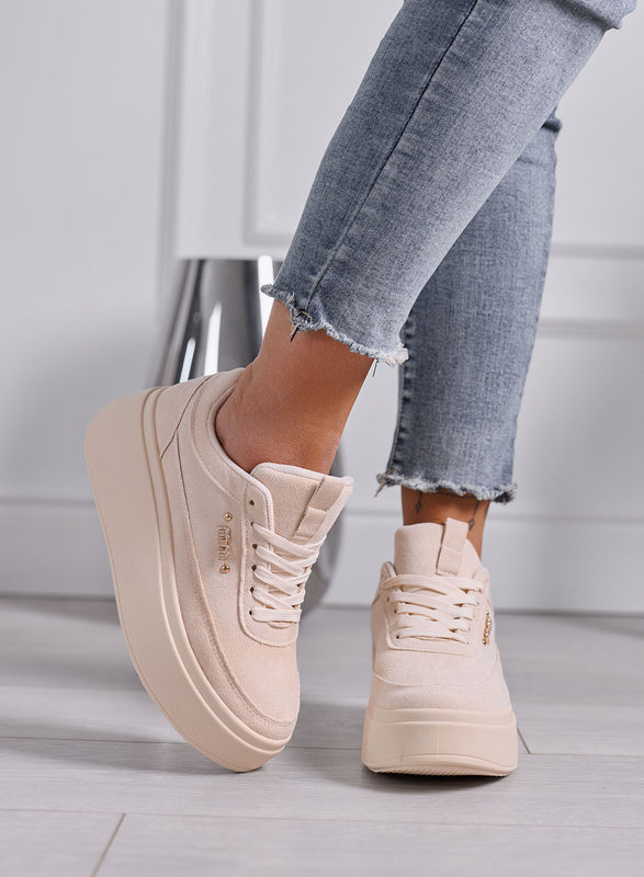 NABILA - Sneakers Platform Alexoo beige con dettaglio Gioiello