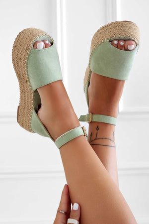 LICIA - Espadrillas verde mint con zeppa e cinturino