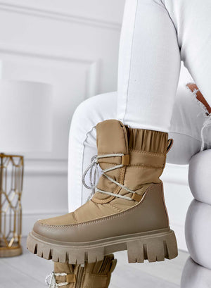 TINA - Mud ankle boots with rhinestone laces and padded lining