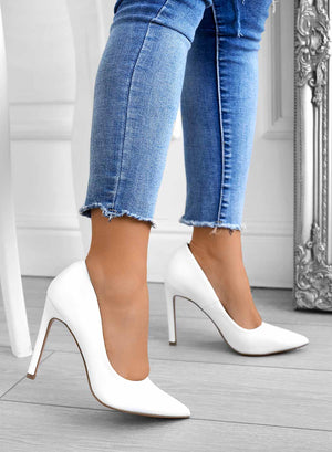 BERTA - White Alexoo pumps in faux leather with high heel