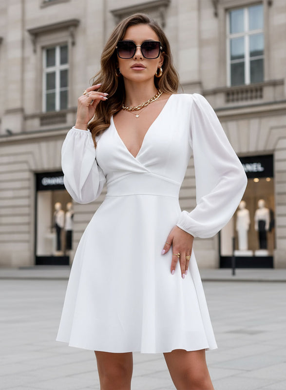 White dress with back neckline
