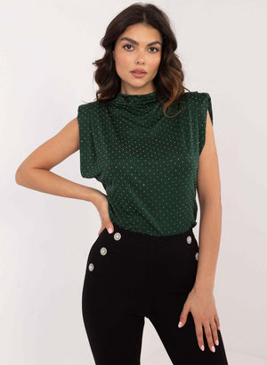 Green sleeveless top with glitter