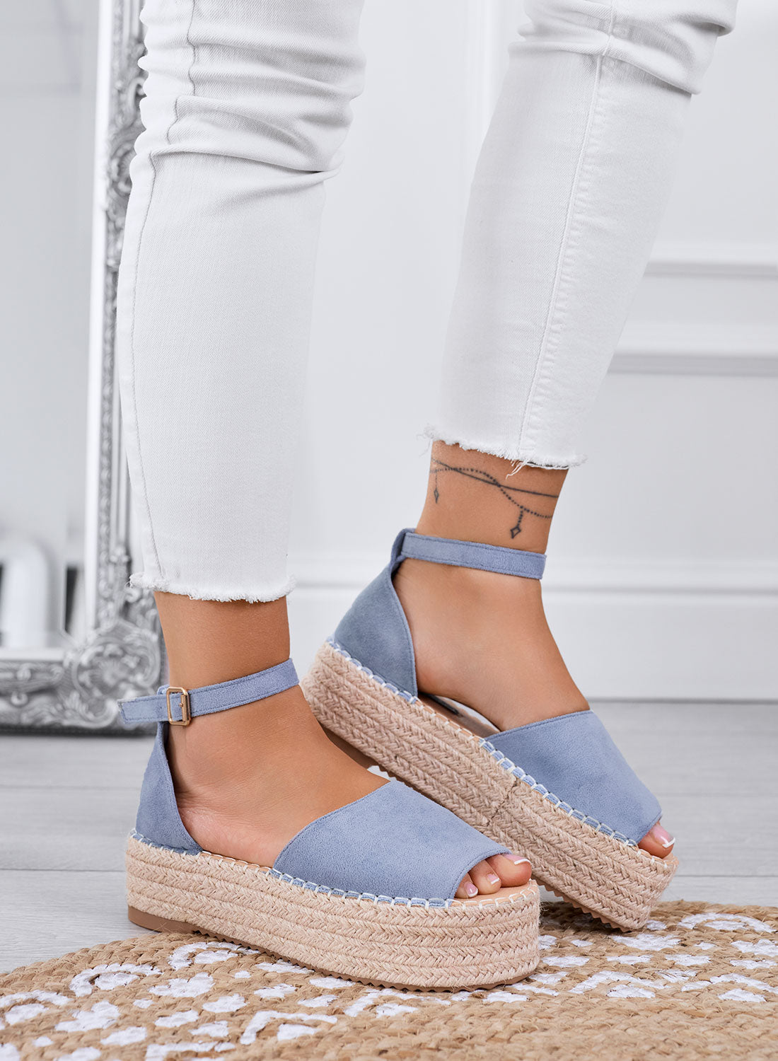 LICIA - Espadrilles bleues à plateforme avec bride à la cheville