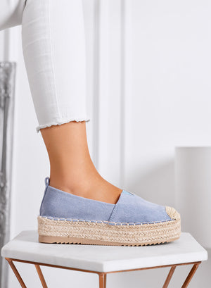 MAGDA - Espadrillas platform azzurre con punta crochet e suola in corda