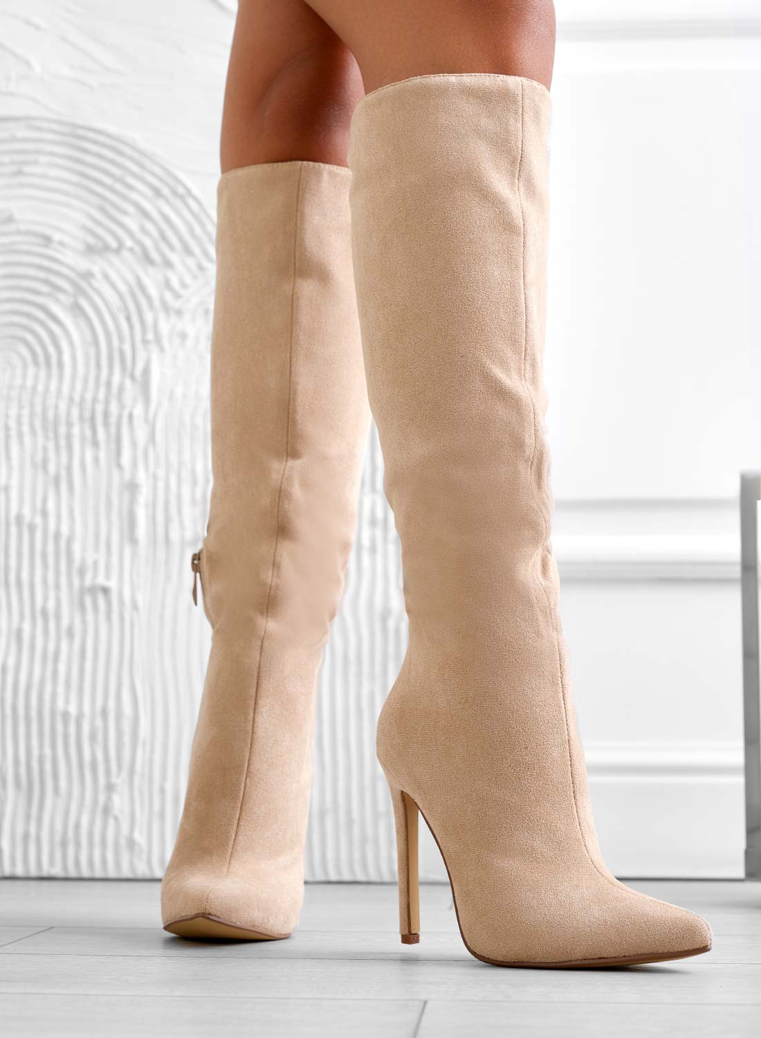 LOLA - Stivali beige Alexoo con tacco alto a spillo