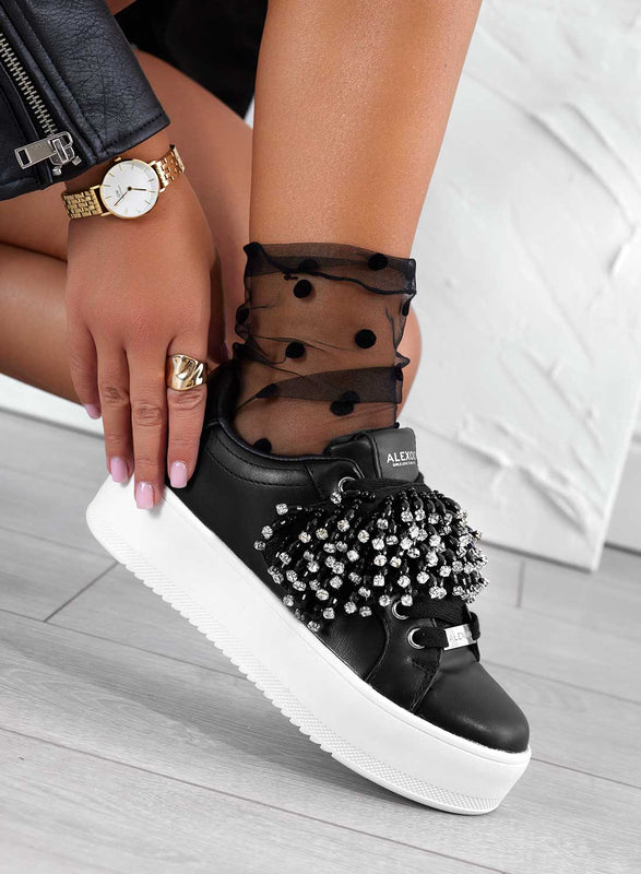 CARRY - Sneakers nere Alexoo con fascia in strass