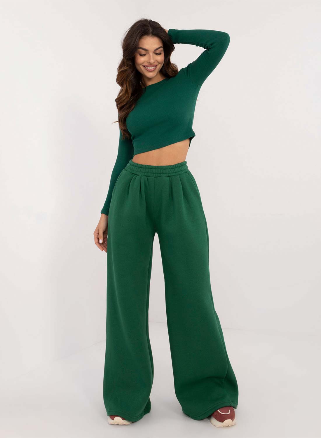 Green two-piece fleece tracksuit