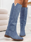 RANDA - Alexoo blue suede boots with internal wedge