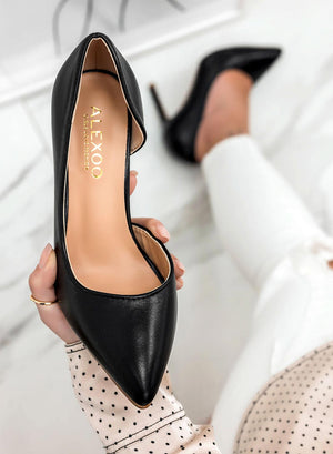 AURORA - Black Alexoo pumps with side opening and high heel