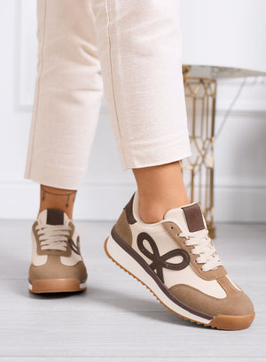 DIAZ - Mud sneakers with brown bow and two-tone sole
