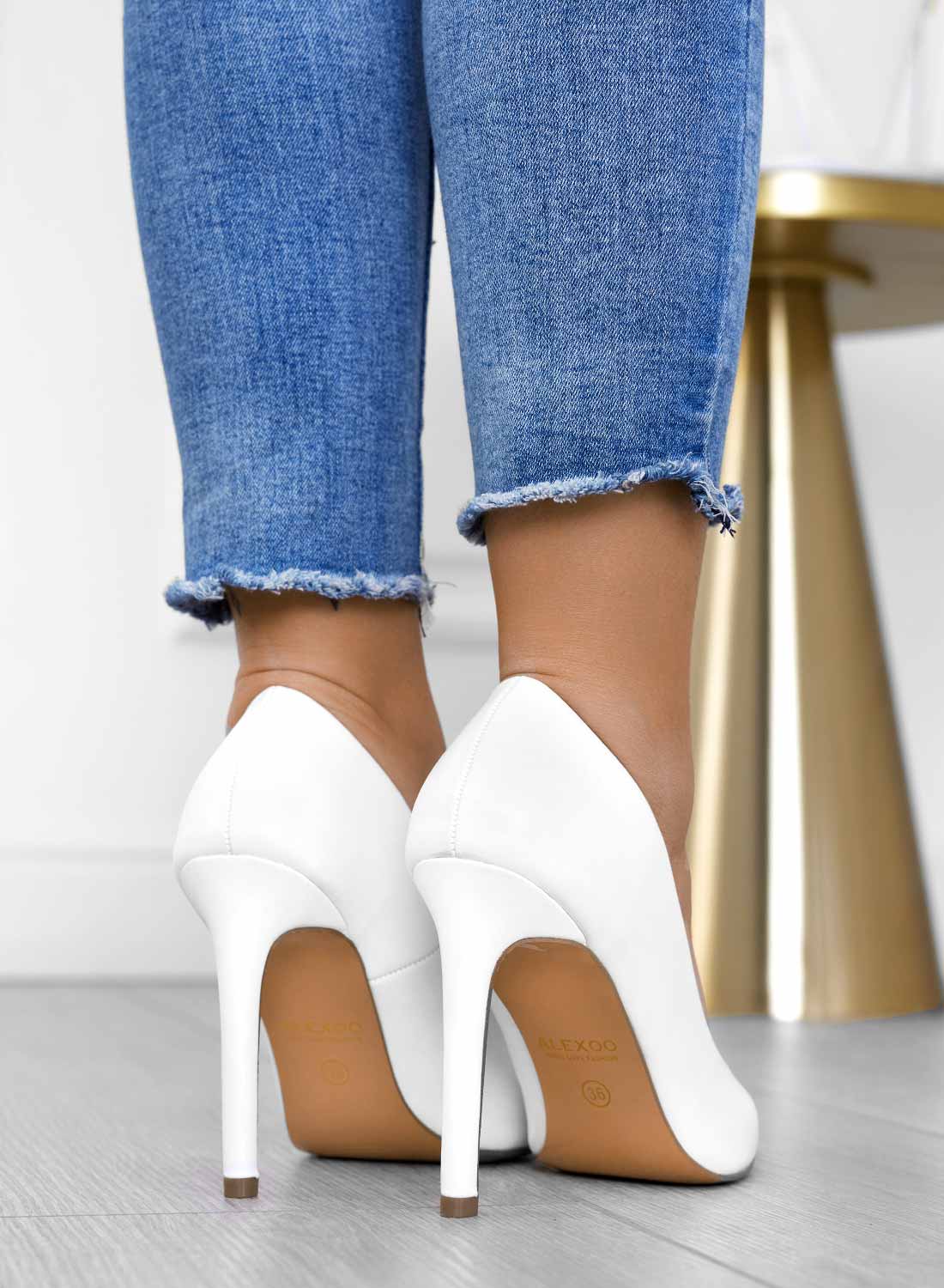 BERTA - Escarpins Alexoo blancs en simili cuir avec talon haut