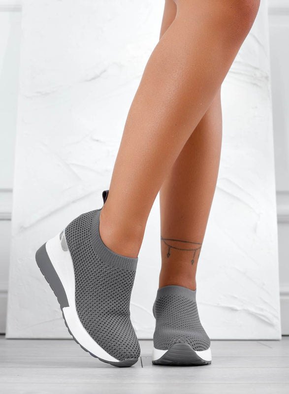 GINA - Sneakers grigie in tessuto elastico