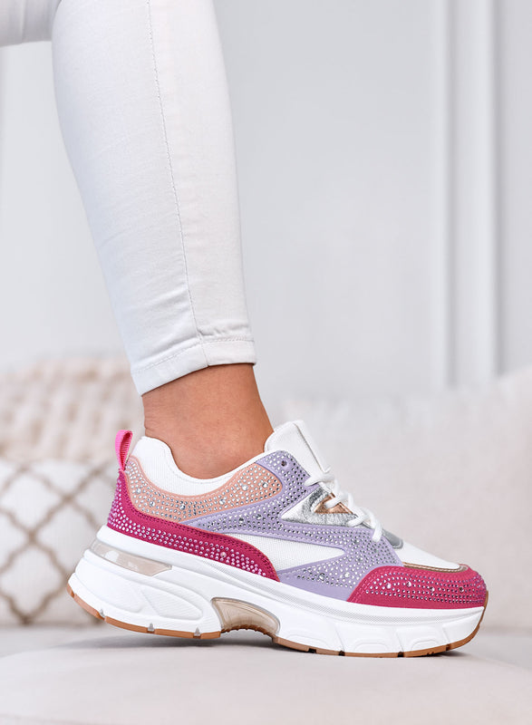 MARTINA - Sneakers Multicolor con Strass e Suola  Platform Chunky