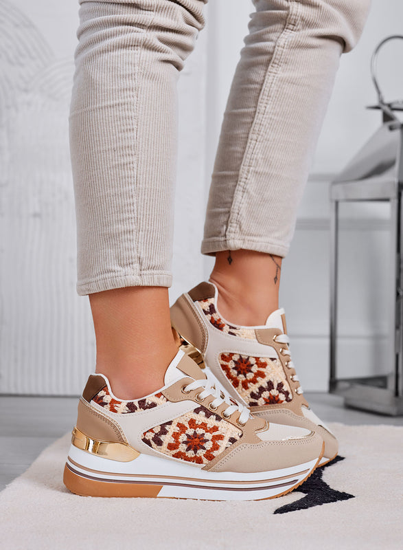 SUSY - Sneakers fango con inserti ricamati