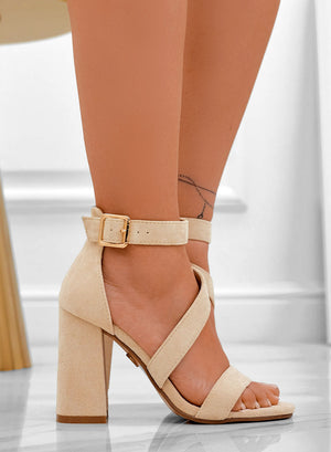 ADELE - Alexoo beige wrapped sandals with comfortable heel