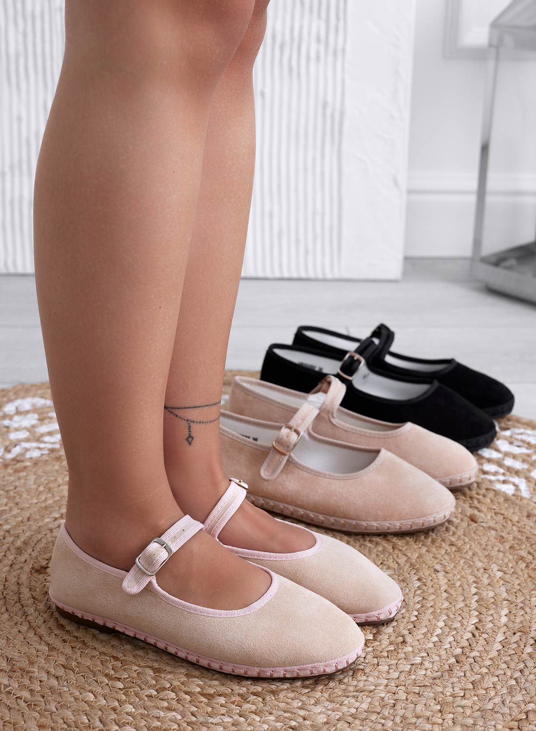 JENNIFER - Ballerine beige friulane scamosciate con fibbia