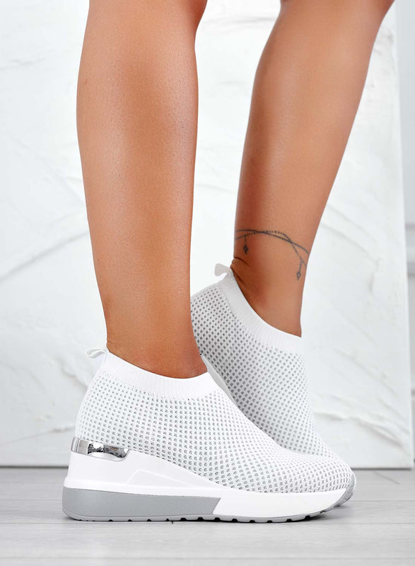 GINA - Sneakers bianche in tessuto elastico