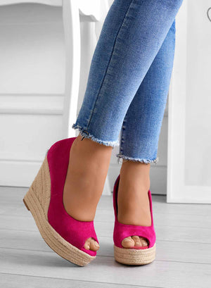 CLEO - Espadrillas Alexoo fuxia scamosciate con zeppa