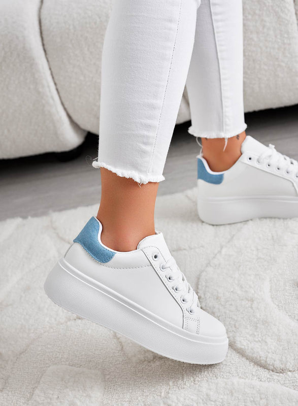 MALVIN - Sneakers bianche con retro blu jeans