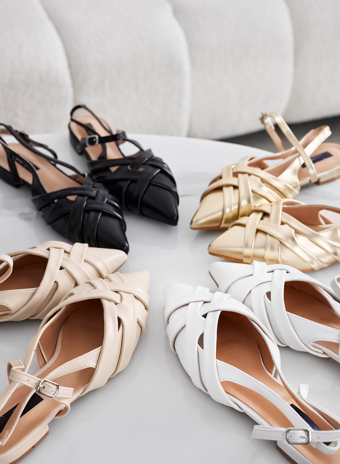 CLARA - Ballerine nere slingback intrecciate