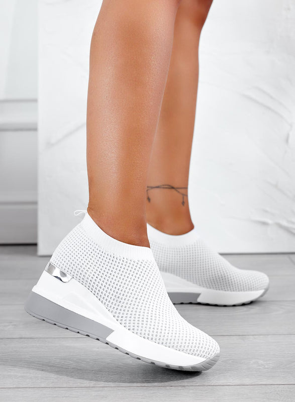 GINA - Sneakers bianche in tessuto elastico