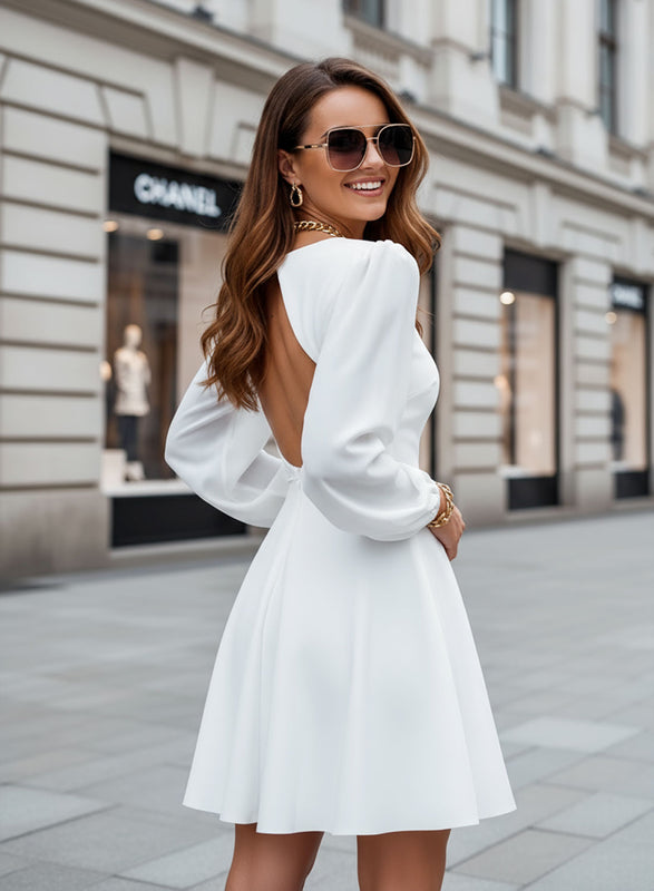 White dress with back neckline